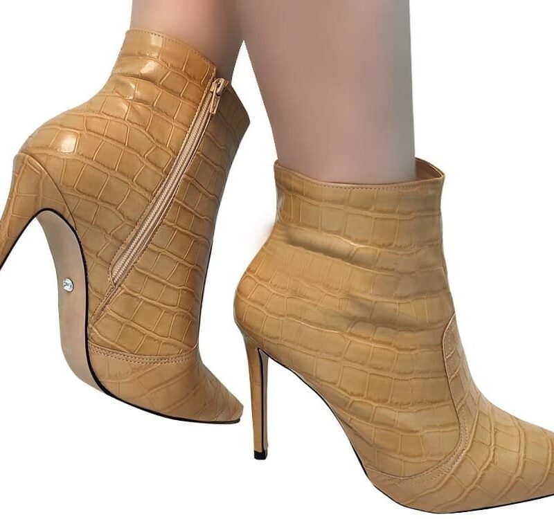 Bota Croco Nude