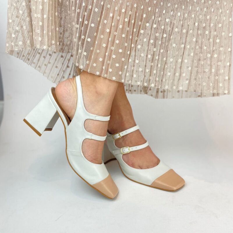 Scarpin Mary Jane white/nude