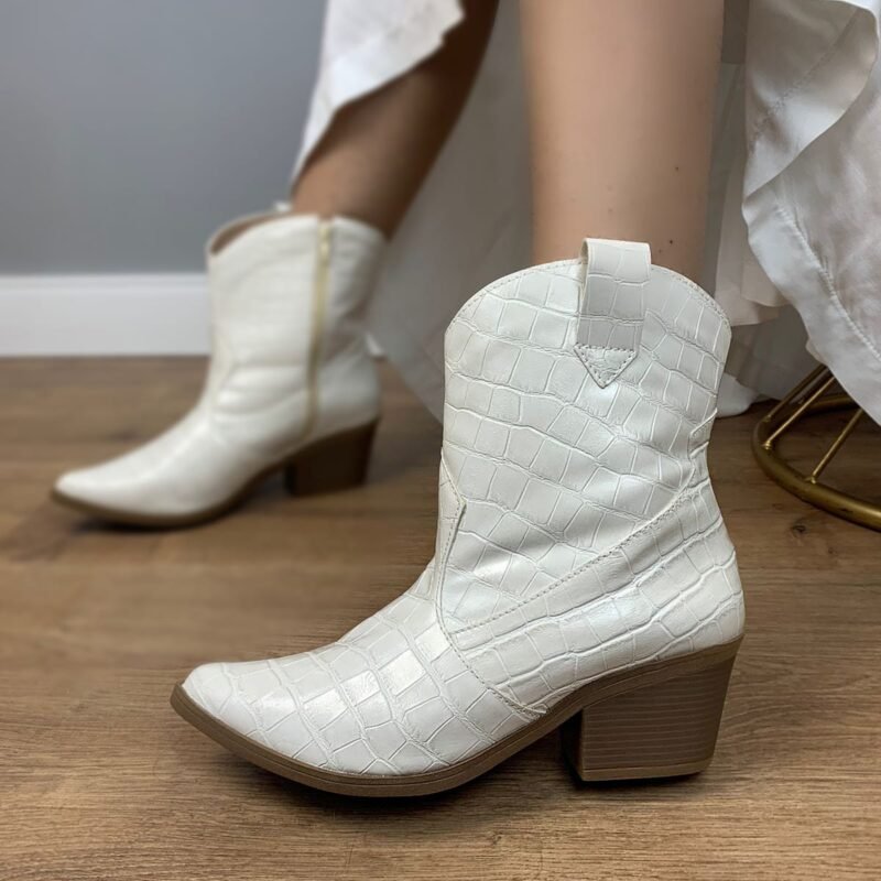 Bota Texana Croco Off white
